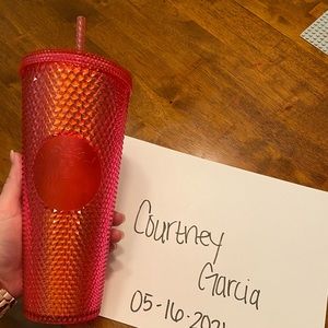 Venti hot pink studded Starbucks cup
